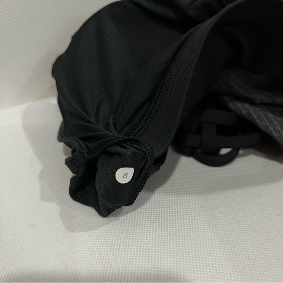 Lululemon Wild Tank Size 8 Heathered Black Strappy Back Sports Bra - Picture 16 of 16